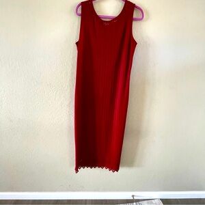 Carole Little Red Ribbed Sleeveless Maxi Dress